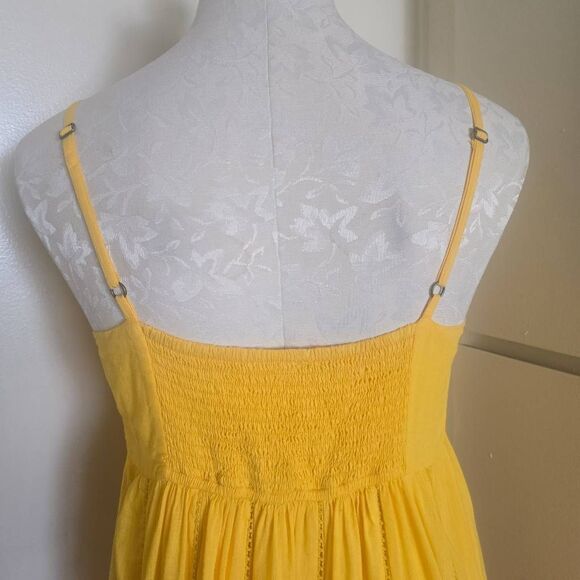 Anthropologie Maeve Yellow Pintuck Button Front Smocked Back Maxi Dress , EUC, S - Picture 11 of 16